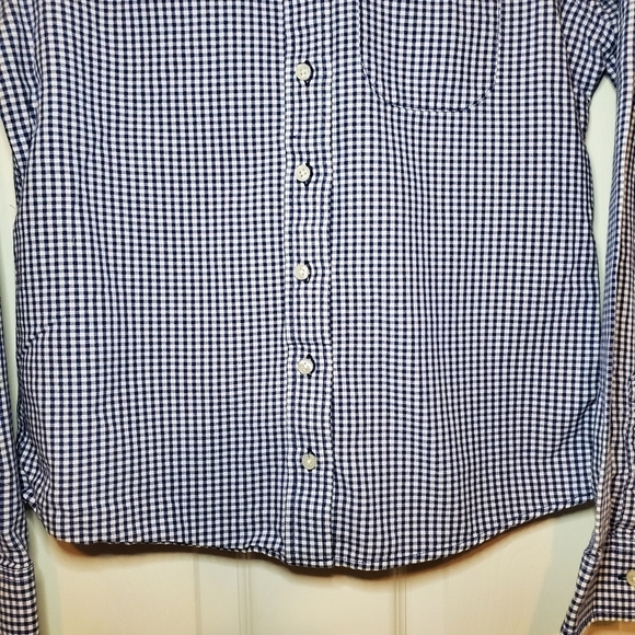 Abercrombie & Fitch Blue and White Checkered Long-Sleeve Button-Down Sz S - Picture 3 of 8